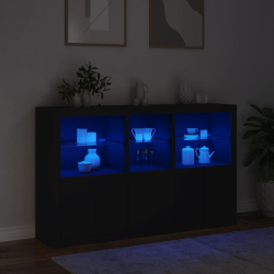 Szafka z oświetleniem LED, czarna, 162x37x100 cm