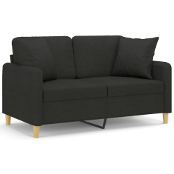 2-osobowa sofa z poduszkami, czarna, 120 cm, tkanina