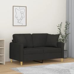 2-osobowa sofa z poduszkami, czarna, 120 cm, tkanina