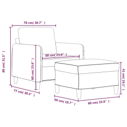 Fotel z podnóżkiem, ciemnoszary, 60 cm, obity aksamit