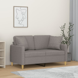 2-osobowa sofa z poduszkami, jasnoszara, 120 cm, tkanina