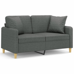 2-osobowa sofa z poduszkami, ciemnoszara, 120 cm, tkanina