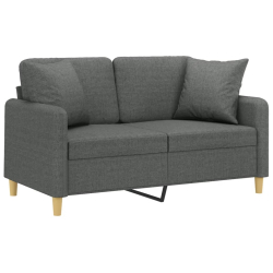 2-osobowa sofa z poduszkami, ciemnoszara, 120 cm, tkanina