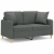 2-osobowa sofa z poduszkami, ciemnoszara, 120 cm, tkanina