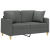 2-osobowa sofa z poduszkami, ciemnoszara, 120 cm, tkanina