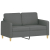 2-osobowa sofa z poduszkami, ciemnoszara, 120 cm, tkanina
