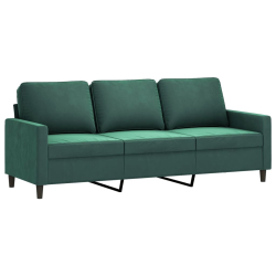 3-osobowa sofa z podnóżkiem, ciemnozielony, 180 cm, aksamit