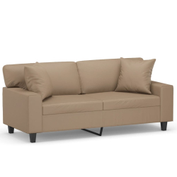 2-osobowa sofa z poduszkami, cappuccino, 140 cm, sztuczna skóra