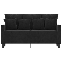 Sofa 2-osobowa, czarna, 120 cm, tapicerowana aksamitem