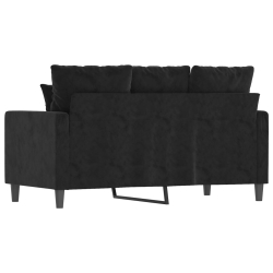 Sofa 2-osobowa, czarna, 120 cm, tapicerowana aksamitem
