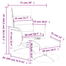 Rozkładany fotel z podnóżkiem, czarny, obity sztuczną skórą