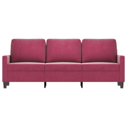 Sofa 3-osobowa, winna czerwień, 180 cm, obita aksamitem