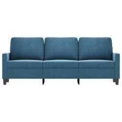 Sofa 3-osobowa, niebieski, 180 cm, tapicerowana aksamitem