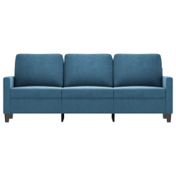 Sofa 3-osobowa, niebieski, 180 cm, tapicerowana aksamitem