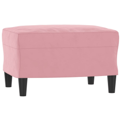 3-osobowa sofa z podnóżkiem, różowa, 180 cm, aksamitem