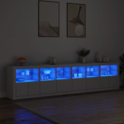Szafka z oświetleniem LED, biała, 283x37x67 cm