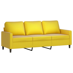 3-osobowa sofa z podnóżkiem, żółta, 180 cm, aksamit