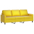3-osobowa sofa z podnóżkiem, żółta, 180 cm, aksamit