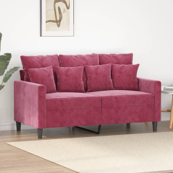 Sofa 2-osobowa, winna czerwień, 120 cm, tapicerowana aksamitem