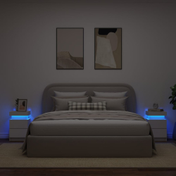 Szafki nocne z oświetleniem LED, 2 szt., białe, 35x39x55 cm