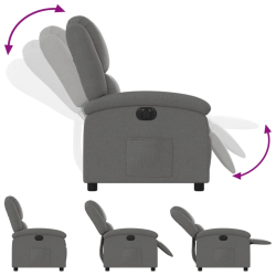 Elektryczny fotel rozkładany, ciemnoszary, obity tkaniną