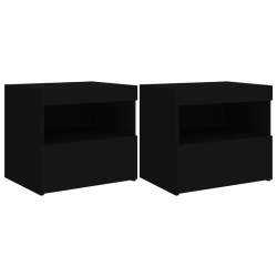 Szafki nocne z oświetleniem LED, 2 szt., czarne, 50x40x45 cm