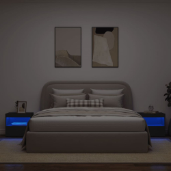 Szafki nocne z oświetleniem LED, 2 szt., czarne, 50x40x45 cm