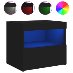 Szafki nocne z oświetleniem LED, 2 szt., czarne, 50x40x45 cm
