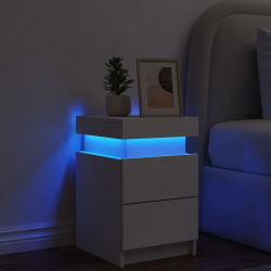 Szafka nocna z oświetleniem LED, biała, 35x39x55 cm
