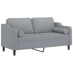 2-osobowa sofa z poduszkami, jasnoszara, 140 cm, tkanina