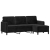 3-osobowa sofa z podnóżkiem, czarna, 180 cm, aksamit