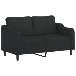 2-osobowa sofa z poduszkami, czarna, 140 cm, tkanina