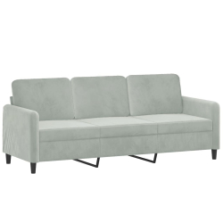 3-osobowa sofa z podnóżkiem, jasnoszara, 180 cm, aksamit