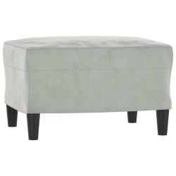 3-osobowa sofa z podnóżkiem, jasnoszara, 180 cm, aksamit