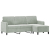 3-osobowa sofa z podnóżkiem, jasnoszara, 180 cm, aksamit