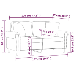 2-osobowa sofa z poduszkami, czarna, 120 cm, sztuczna skóra