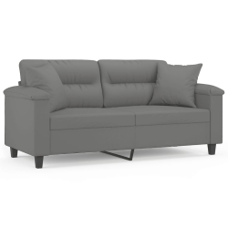 2-osobowa sofa z poduszkami, ciemnoszara, 140 cm, mikrofibra