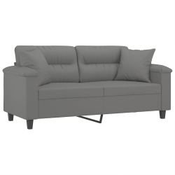2-osobowa sofa z poduszkami, ciemnoszara, 140 cm, mikrofibra