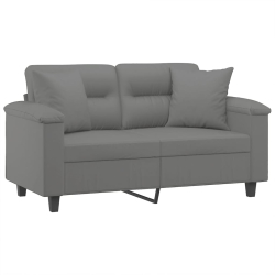 2-osobowa sofa z poduszkami, ciemnoszara, 120 cm, mikrofibra