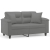 2-osobowa sofa z poduszkami, ciemnoszara, 120 cm, mikrofibra