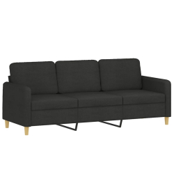 3-osobowa sofa z podnóżkiem, czarna, 180 cm, tkaniną