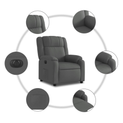 Elektryczny fotel rozkładany, ciemnoszary, obity tkaniną