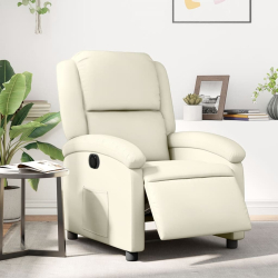 Elektryczny fotel rozkładany, kremowy, obity sztuczną skórą