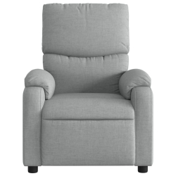 Rozkładany fotel masujący, elektryczny, jasnoszary, tkanina