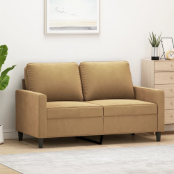 Sofa 2-osobowa, brązowy, 120 cm, tapicerowana aksamitem