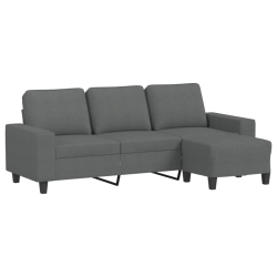 3-osobowa sofa z podnóżkiem, ciemnoszary, 180 cm, tkaniną