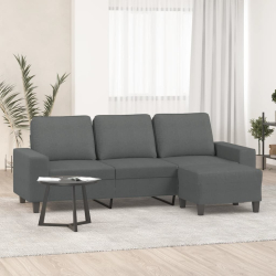 3-osobowa sofa z podnóżkiem, ciemnoszary, 180 cm, tkaniną