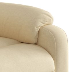 Rozkładany fotel masujący, kremowy, obity tkaniną