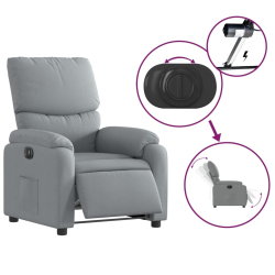 Elektryczny fotel rozkładany, jasnoszary, obity tkaniną