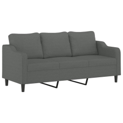 3-osobowa sofa z poduszkami, ciemnoszara, 180 cm, tkanina